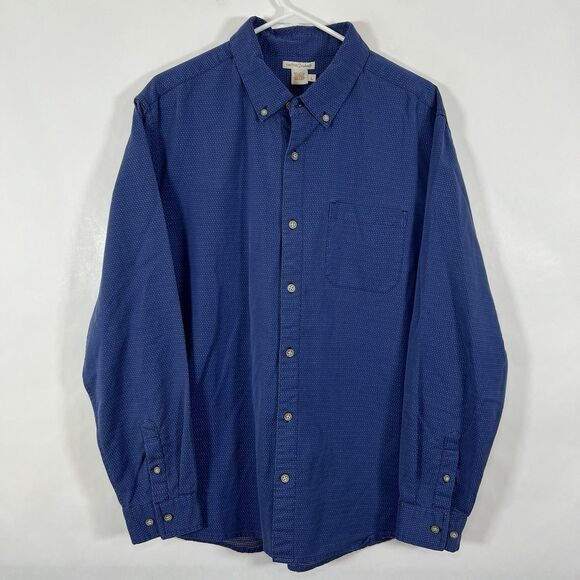Carbon 2 Cobalt Button Down Shirt Mens Size Large Blue Polka Dot Long Sleeve EUC - Picture 1 of 11